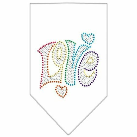 MIRAGE PET PRODUCTS Technicolor Love Rhinestone Pet BandanaWhite Small 67-95 SMWT